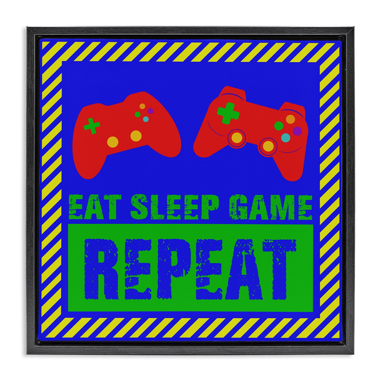 Stupell Industries Vibrant Eat Sleep Game Repeat Floating Frame, design by Marcus Prime